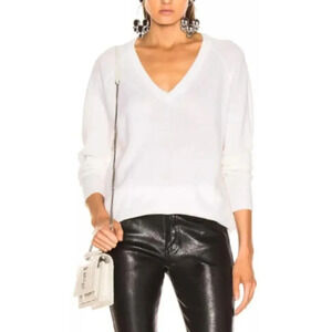 Equipment Womens  Medium Vneck Cashmere Ivory Sweater
